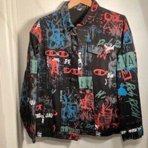 MONEY IS POWER men's large Denim Jacket NWOT